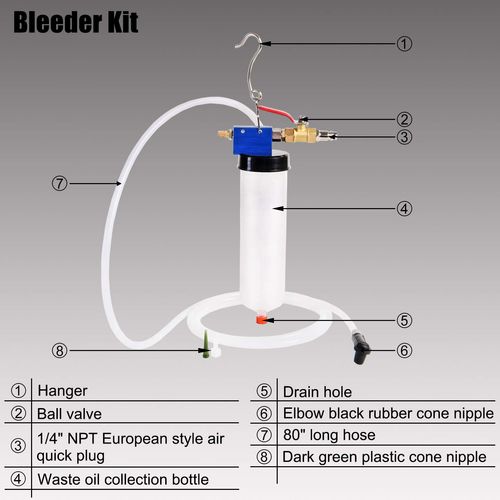 YSTOOL Brake and Clutch Fluid Pneumatic Vacuum Bleeder Bleeding Tool Kit to Change Brake Clutch Oil Power Steering Oil Engine Oil for Auto Car Truck Motorcycle Use