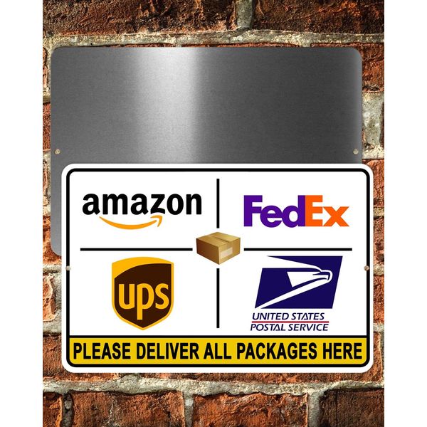 Sign Package Delivery Instructions Place Packages Here Deliveries  Metal