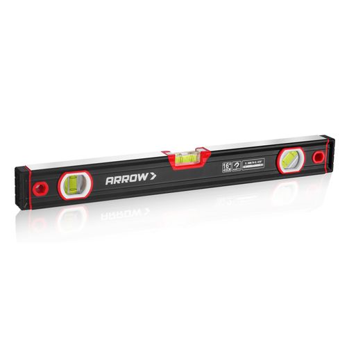 ARROW 16-Inch Level, Magnetic Torpedo Level with 45°/90°/180° Bubbles, Aluminum Alloy Body, Precision-Machined Base, Shockproof Rubber End Caps, V-Groove & Hanging Hole for Construction, Carpentry