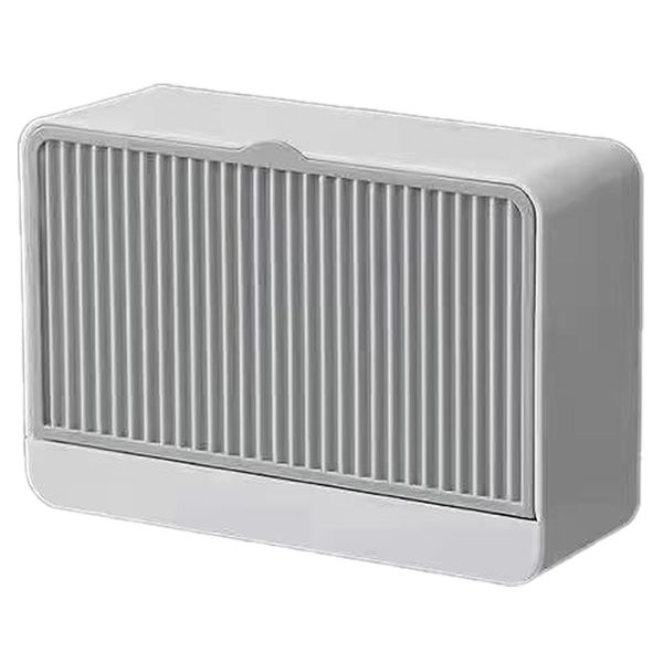 Generic Soap Dish - Wall Mounted, Stick On, Suction, with Lid - Shower Soap Holder - Grey, Plastic, Rectangular