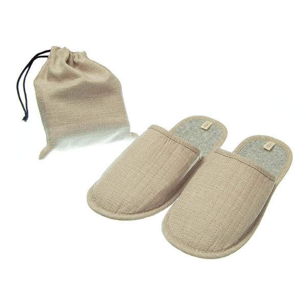 Nippon Slippers, Slippers, Portable, Easy Slippers, Packable, 10.4 - 11.0 inches (26.5 - 28 cm), Beige, Compact Storage, Washable, Lightweight, 006026