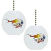Set of 2 Flaming Skull Ceramic Fan Pulls