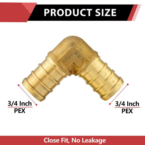 3-Pack EFIELD Barb Crimp Pex 3/4 inch X 3/4 inch 90 Degree Elbow Brass Fittings For Pex Tubing/Pipe Connection,(PEX1807057-3PCS)