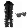 Flintronic Feather Boa, Colourful Feather Boas with Rimless Sunglasses, 2 m Fluffy Feather Boa for Women, Costume Accessories, Feather Scarf for Wedding, Carnival, Birthday, Cosplay, Christmas, #1