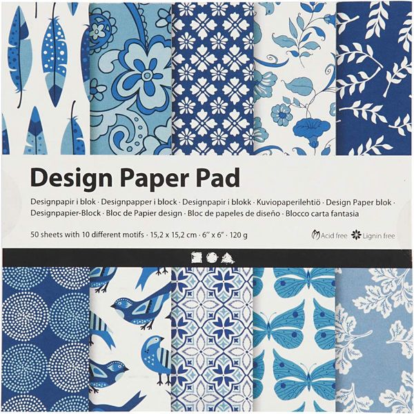 Creativ Gemusterter Karton und Papier, Blau, Einheitsgröße