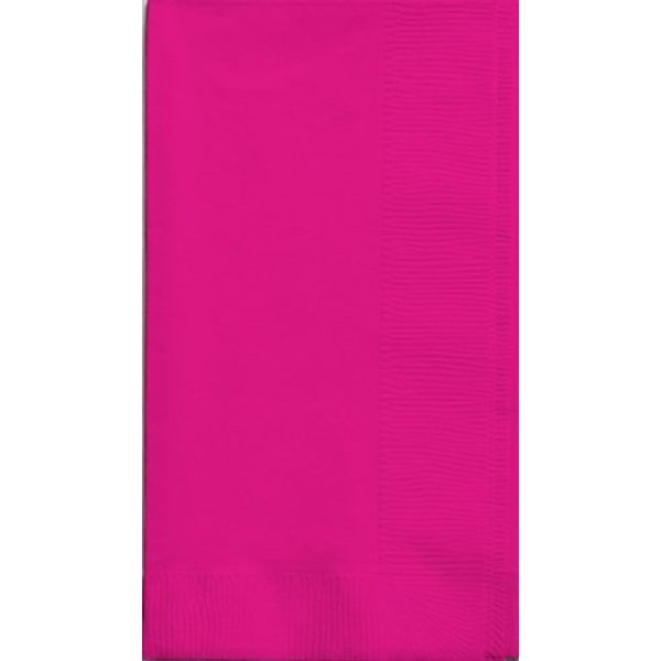 Creative Converting Touch of Color 2-Ply 50 Count Paper Dinner Napkins, Hot Magenta , 7.5" x 4.25" - 67177B