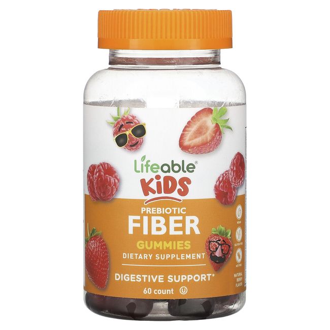 Kids Prebiotic Fiber Gummies, Natural Berry, 60 Gummies