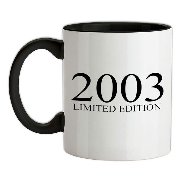 Limited Edition 2003-11oz - Ceramic Two-Tone Mug for Coffee/Tea - Black/White - One Size