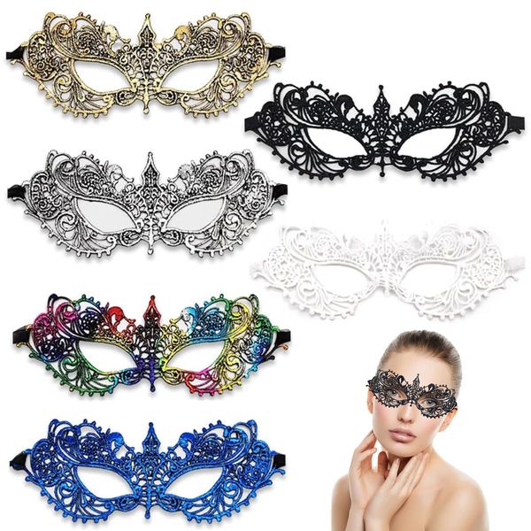 SamHeng 6 Pcs Masquerade Masks for Women, Sexy Lace Venetian Eyemask Prom Mask Lady Girls Masquerade Ball Mask for Halloween Carnival Party Costume Cosplay Fancy Dress Costume Photo Props