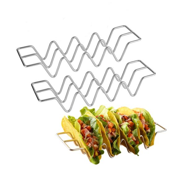 Mollytek Taco Holder Taco Stand 2 Pieces Taco Shell Holder for 4 Taco Holder Stainless Steel Taco Rack Rust Proof Pack of 2 (B)