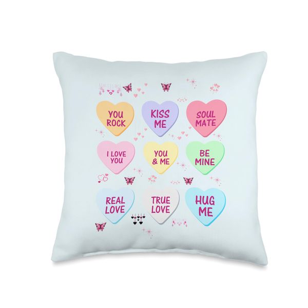 Valentine's Day Heart Conversation Candy Sweetheart Throw Pillow