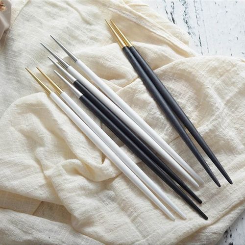 Cesa Beams Chopsticks and Chopsticks Set, Stylish, Stainless Steel, Cutlery Set, Scandinavian Wedding Gift, Tableware, Gift, 8.7 inches (22 cm), Japanese Tableware, Japanese Style, Western, Family, Petite Gift, Giveaway, Graduation, New Life (Matte Gold, 