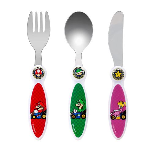 Mario Kart Children's Kids 3pcs Cutlery Set - Knife/Fork/Spoon