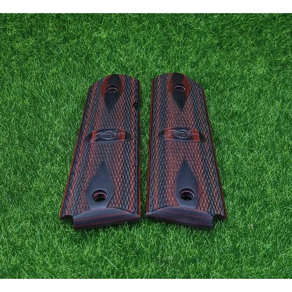 Kimber Elite Charcoal/Ruby Logo Grips, full size