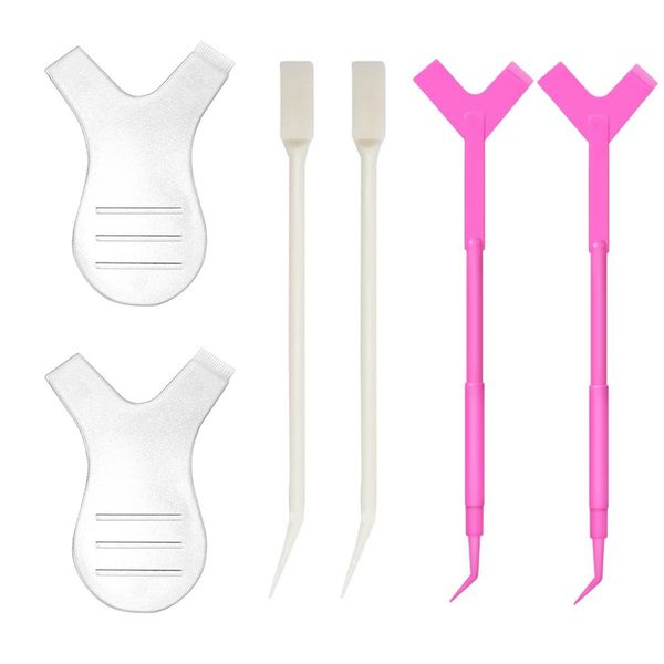 LOYELEY Eyelash Perm Self Eyelash Perm Kit 2 Plates 2 Sticks (Rosy) 2 Sticks (White) Eyelash Brush Eyelash Perm Y Comb Eyelash Graft Curler Comb for Cosmetic/Beauty Salon/Home Use