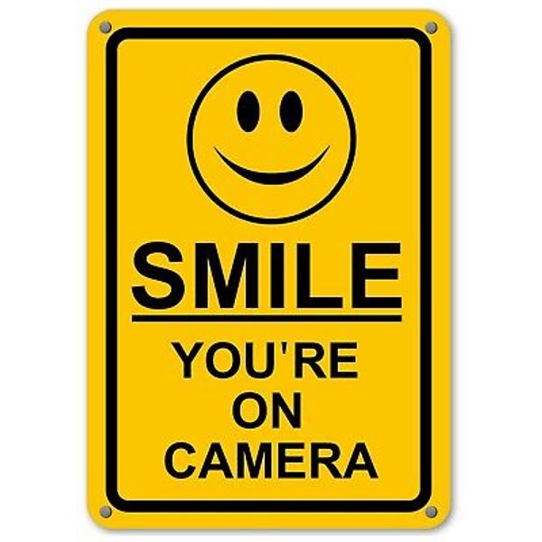 New Smile You're on Camera Yellow Business Security Sign CCTV Video Surveillance