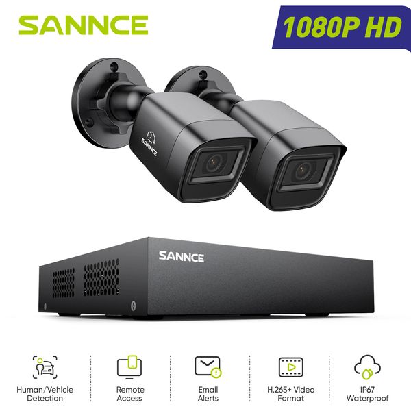 SANNCE 5IN1 8CH DVR CCTV Outdoor 1080P IR Security Camera System Human Detection
