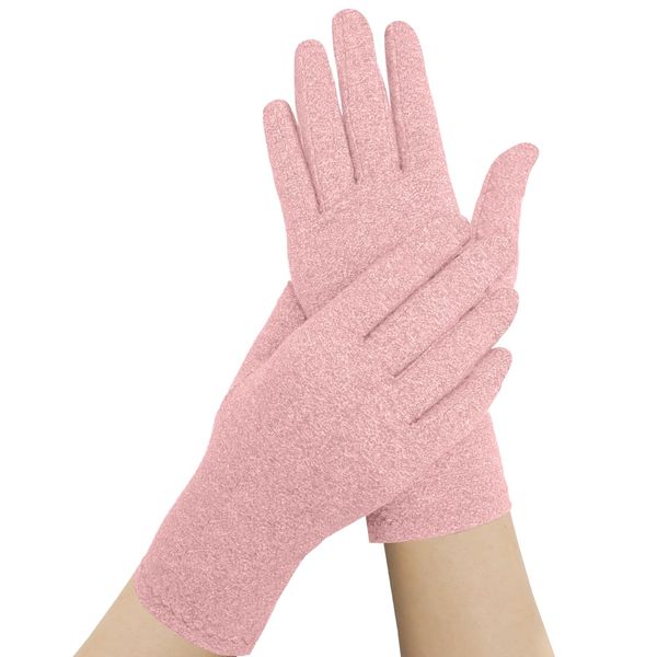 Cotton full gloves with different size and color, Pink, M