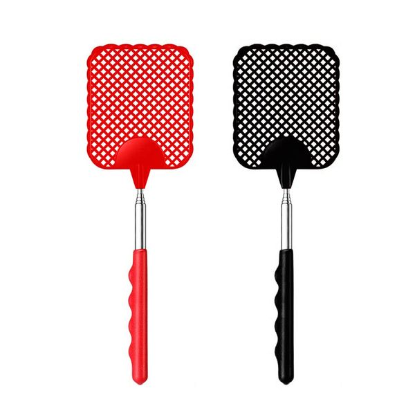 iZhuoKe Extendable Fly Swatters 2 Pack,Strong Fly Killer with Stainless Steel Telescopic Handle28.5cm to 75 cm,Manual Fly Swat Pest Control for Indoor Outdoor Mosquito Wasp Bug Insect(Black & Red)