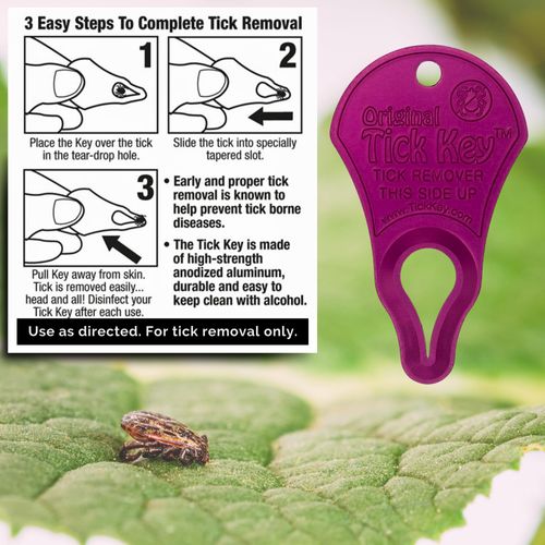 The Original Tick Key - Tick Detaching Device - Portable, Safe and Highly Effective Tick Detaching Tool (Pink)