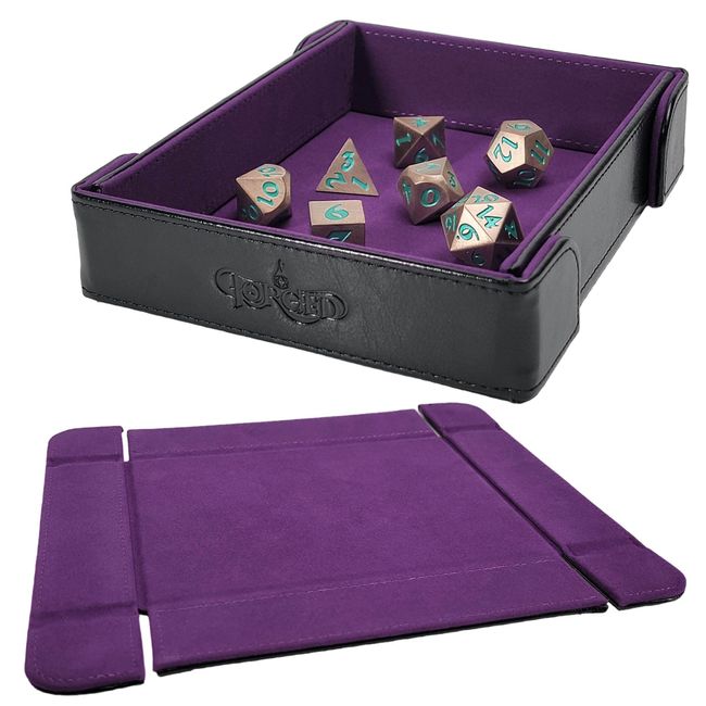 Forged Dice Co. 6 Inch Magnetic Folding Dice Tray - Portable Folding Dice Rolling Tray for use as DND Dice Tray D&D Dice Tray or Dice Game - Quiets Rolling Metal Dice and Folds Flat - Purple