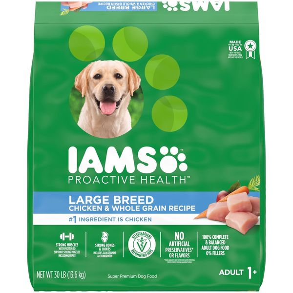 IAMS Adult High Protein Large Breed Dry Dog Food with Real Chicken, 30 lb. Bag