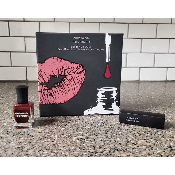 NIB! Deborah Lippmann Lip & Nail Duet-Midnight Confessions-Gift Set
