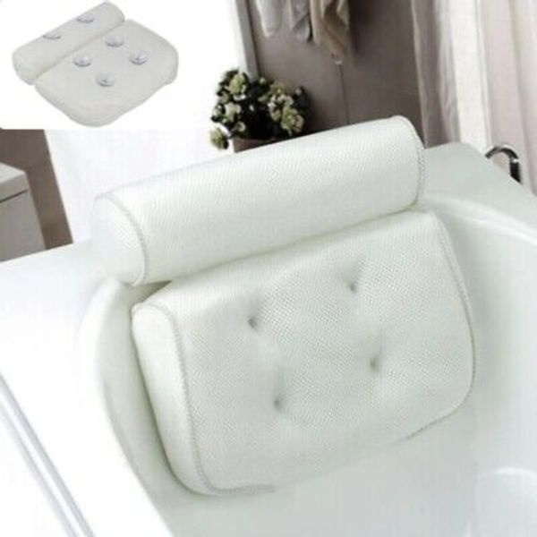 Breathable 3D Mesh Bath Pillow with Suction Cups for Neck & Back Support Spa