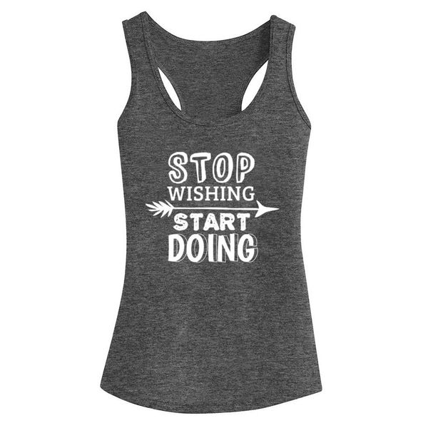 FANNOO Workout Tank Tops for Women-Womens Motivational Saying Fitness Gym Racerback Sleeveless Shirts Grey