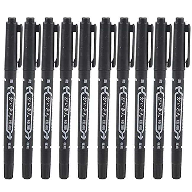 Double Marker Black Ink Waterproof Marking Pen 10pcs for Students