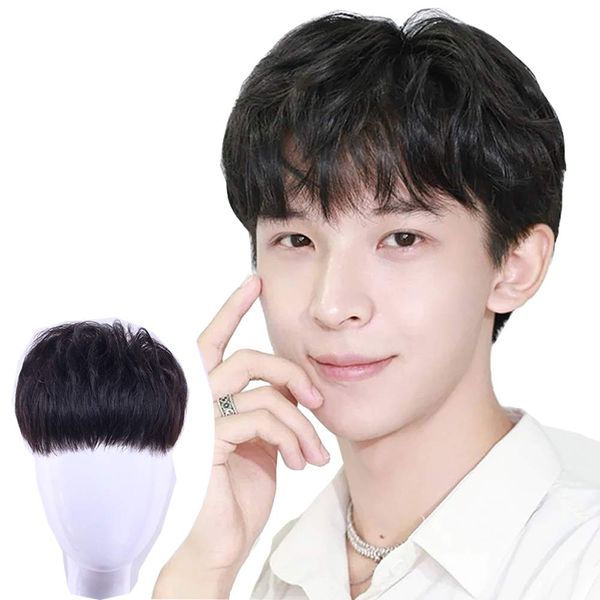 feibin Hair Wig, Men's, Hairpiece, For Men, Partial Wig, Point Wig, 100% Human Hair, Conceals Gray Hair, Hair Extension, Medical Use, Short, Top Cover (Net, 6.3 x 7.1 inches (16 x 18 cm)