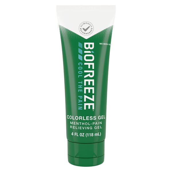 Biofreeze Gel Menthol Pain Relieving Colorless Gel 4 FL OZ Tube For Pain Relief Associated With Sore Muscles, Arthritis, Simple Backaches, And Joint Pain (Packaging May Vary)