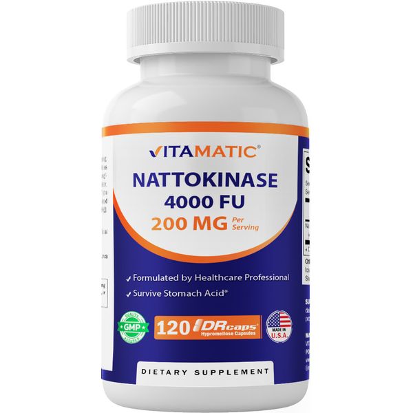 Vitamatic Nattokinase Supplement 4,000 FU Servings, 120 Delayed Released