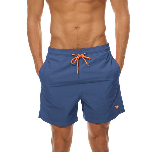 donhobo Badehose für Herren Schnelltrocknend Boardshorts Atmungsaktiv Wasserabweisend Badeshorts Männer Trainingsshorts Elastisch Verstellbar Mit Tunnelzug Meshfutter (Denimblau, M)