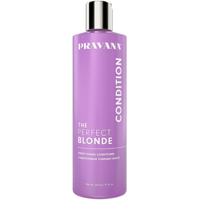 Pravana The Perfect Blonde Purple Toning Conditioner | Neutralizes Brassy, Yellow Tones | For Color-Treated Hair | Adds Strength, Shine, Elasticity | Sulfate Free | 11 Fl Oz