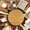 6pc, Bulk 15" Round Plain Bamboo Serving Tray Charcuterie Platter Cutting Boards