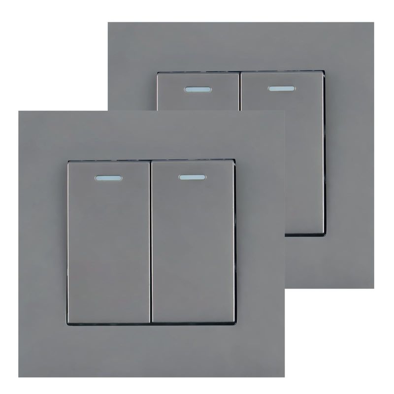 2Gang 2Way light switch 2pack, Rocker Button Switch with Phosphor Dots ...
