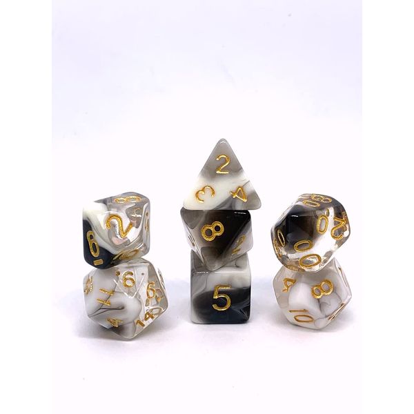 Dice4friends DIC37239 - Würfelset Transparent: Nebula Marble (7)