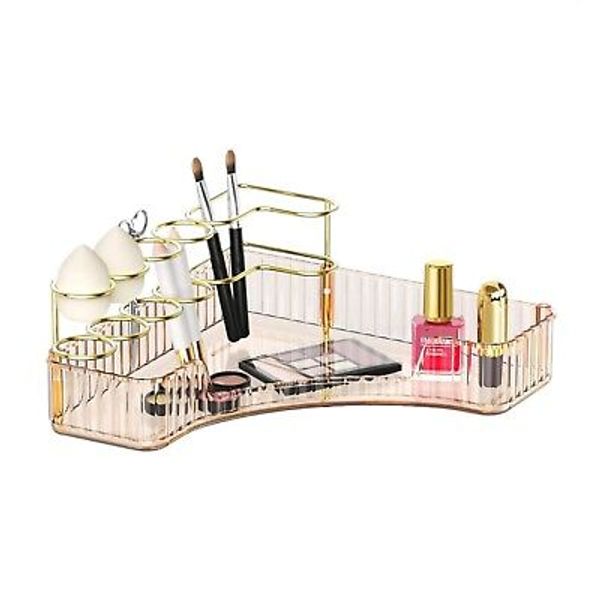 Makeup Organizer for Vanity Corner Storage Shelf for Bathroom Countertop Skin...