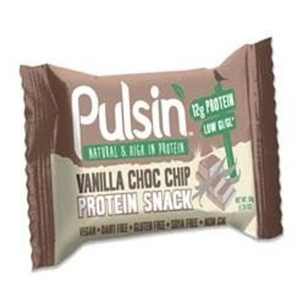 PULSIN' Snacks Vanilla Choc Chip Protein Snack 50g (Pack of 18)