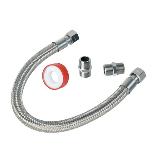 Industrial Grade Compressor Jumper Hose 1/2" NPT Male x 20" Length,Stainless Steel Air Hose with Both Sides 360°Swivel Fittings,450 PSI&750°F High Temp & Pressure Resistance for Compressed Air Systems