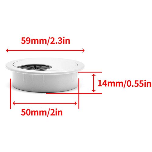 Surf turtle 2 Inch Desk Grommet 6 Pack Silver Flexible Cable Cord Grommets,Bi-Metal Hole Saw Kit with Cord Wrap Coiled Tube Management,2 m Cable Sleeve Organizer with Table Hole Cover