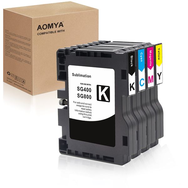 Aomya 4 Pack SG400 SG800 Sublimation Ink Cartridge Heat Transfer Compatible for Ricoh SG400 SG800 SG3100 3100SNW 3110 3110DN 3110DNW 3110SFNW 3110SNW 7100 7100DN 2100 21OON 2010L