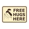 Classic Framed Free Hugs Here Sign (Ivory/Dark Brown) - Large