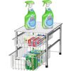 SimpleHouseware Stackable 2 Tier Sliding Basket Organizer Drawer, Chrome