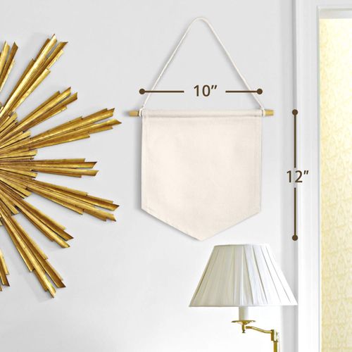 Anley Blank Wall Canvas Banners - Blank Fabric Badge & Wooden Dowel & Pre-tied String - Decorative DIY Plaque, Display for Indoors, Baby Shower, Wedding, Graduation (2Pcs)