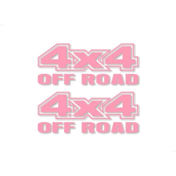 2-4x4 Offroad Solid Pink Design 13" Vinyl Decals Truck Box Stickers (2 Decal Set - Solid Pink)