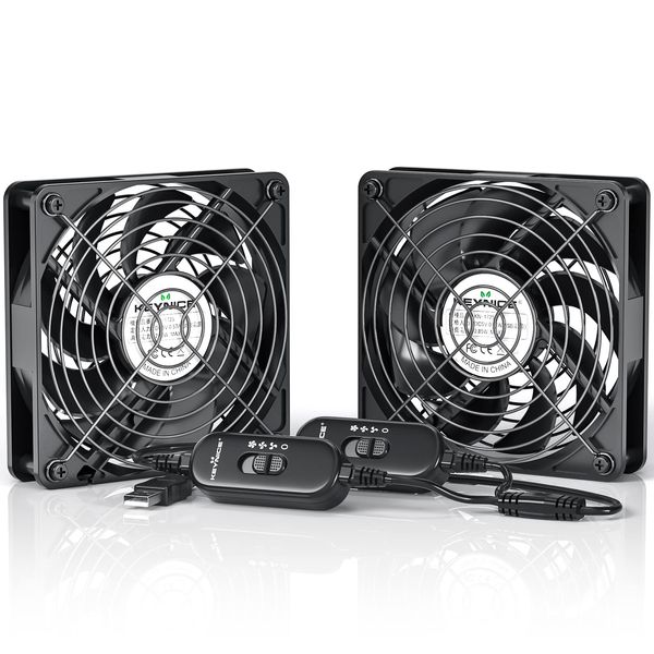 Keynice USB Fan Cooling Fan, Silent, Powerful, PC Cooling Blower, Fan, Mini Fan, Small Cooling Cooler, 2000RPM, 9 Blades, Ventilation Fan, Router, Aquarium, PS4 Cooling, 4.7 inches (12 cm), Set of 2,