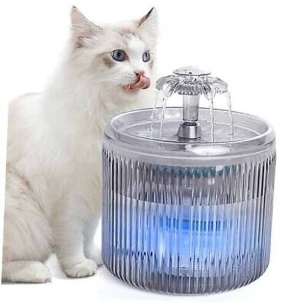 Cat Water Fountain with LED Light - 88oz/2.6L  Ultra Quiet Pet Cat Fountain