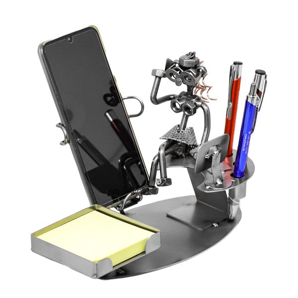 metalman24 Schraubenmännchen BÜRO PC Frau HANDYHALTER stiftehalter zettelbox handgefertigte ausgefallene Geschenkide